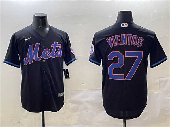 Mens New York Mets #27 Mark Vientos Black Cool Base Stitched Jersey